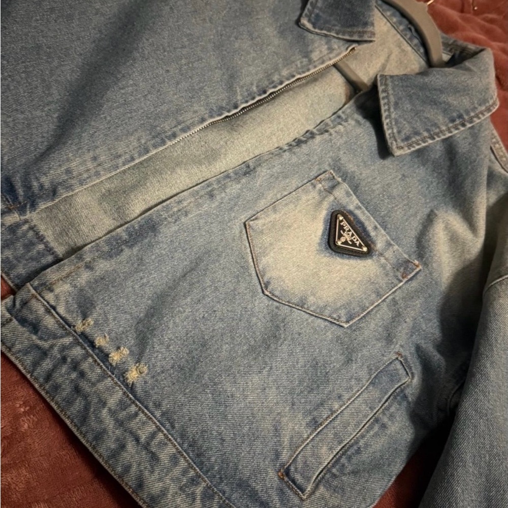 Prada Blue Cropped Denim Jacket - Picture 6 of 13